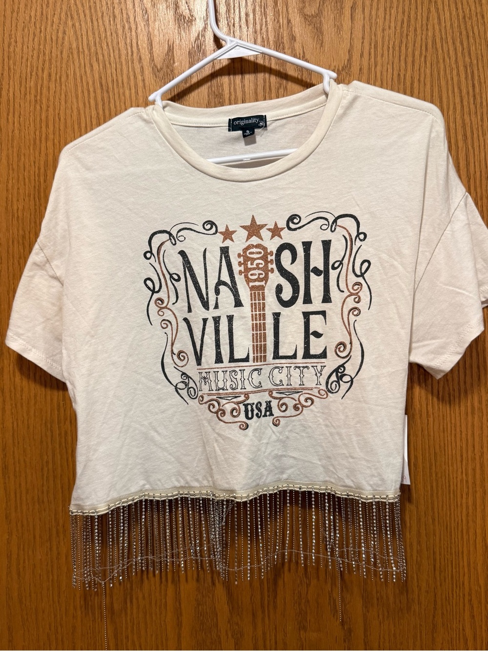 Nashville Small NWT Music City Fringe Crop Top - Cream